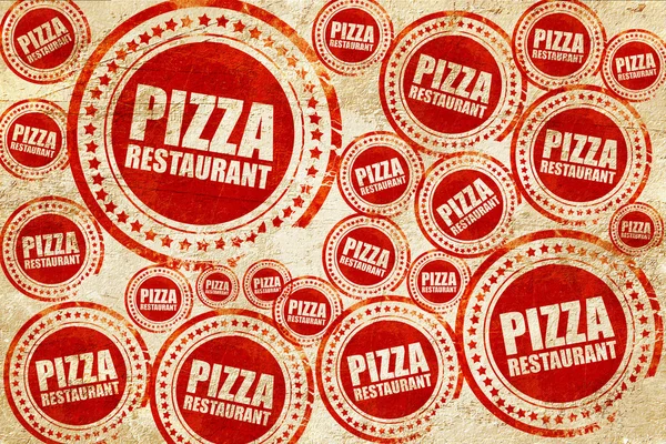 Pizza restaurant, red stamp on a grunge paper texture — Stock Photo, Image