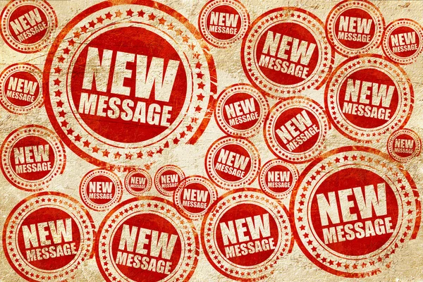 Nova mensagem, selo vermelho em uma textura de papel grunge — Fotografia de Stock