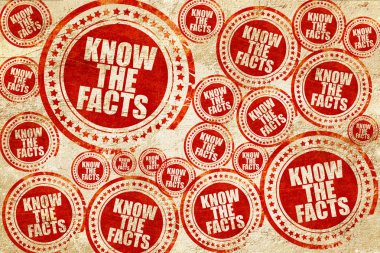 know the facts, red stamp on a grunge paper texture clipart