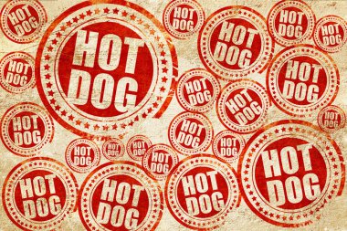 Hotdog, kırmızı pul doku kağıt üzerinde