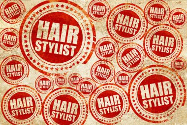 Saç Stilist, kırmızı pul doku kağıt üzerinde