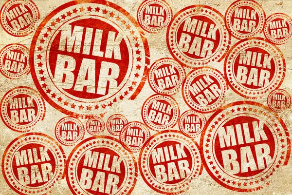 Melk bar, rode stempel op een grunge papier textuur — Stockfoto