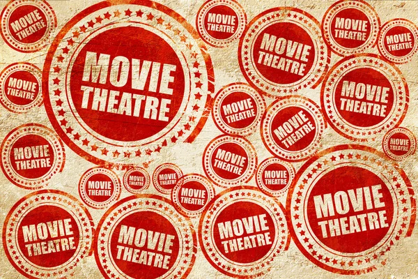 电影剧院，红色邮票上 grunge 纸张纹理 — 图库照片