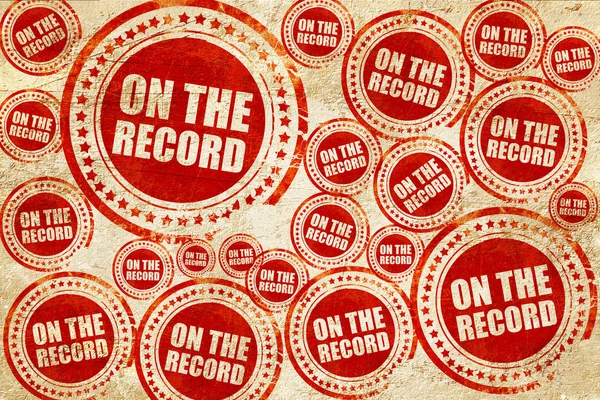 En el registro, sello rojo en una textura de papel grunge — Foto de Stock