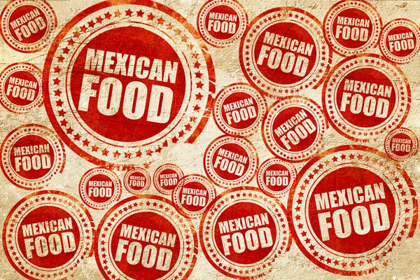 Mexican food, red stamp on a grunge paper texture — Stock Photo, Image