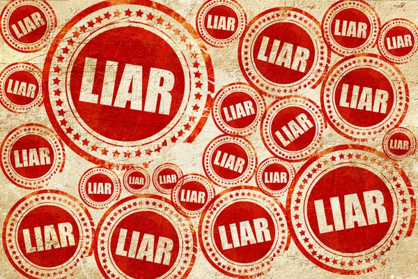 Leugenaar, rode stempel op een grunge papier textuur — Stockfoto