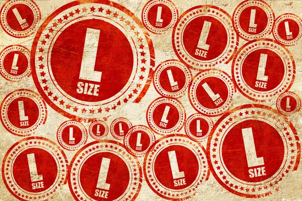L tamanho, selo vermelho em uma textura de papel grunge — Fotografia de Stock