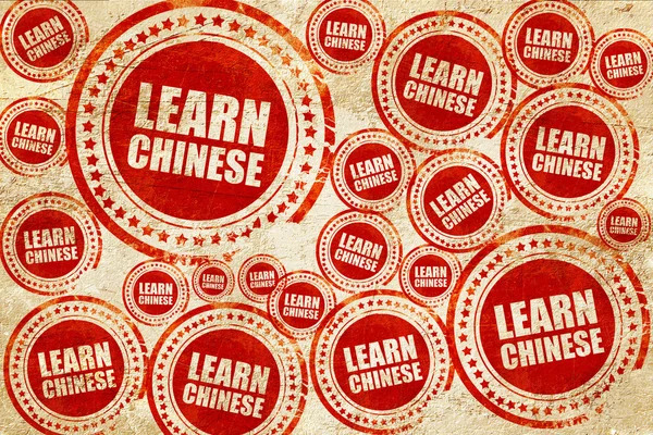 Lär dig kinesiska, röd stämpel på en grunge pappersstruktur — Stockfoto
