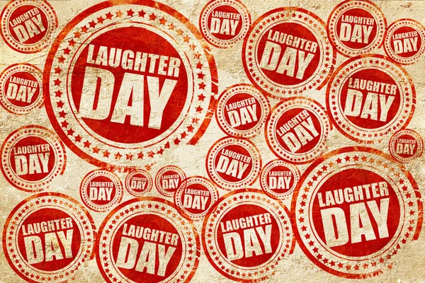 LAUGHER dzień, czerwony znaczek na grunge tekstury papieru — Zdjęcie stockowe
