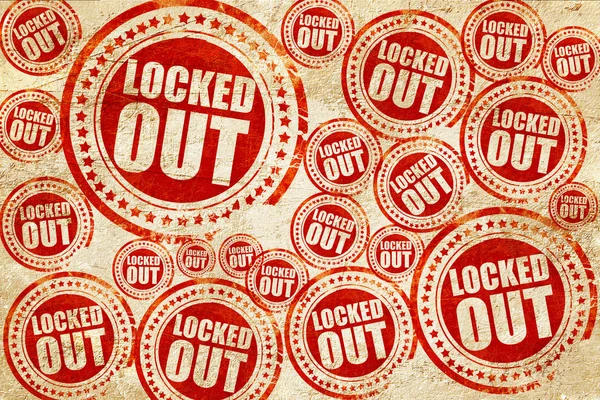 Locked out, red stamp on a grunge paper texture — Stock Photo, Image