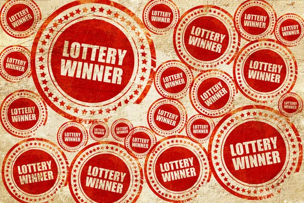Переможець лотереї, червона марка на текстурі гранжевого паперу — стокове фото