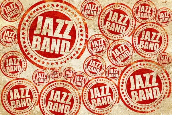 グランジ紙テクスチャのジャズバンド、赤スタンプ — ストック写真