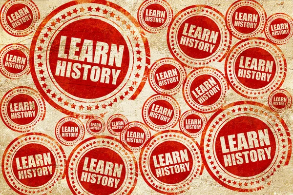 Uczyć się historii, czerwony znaczek na grunge tekstury papieru — Zdjęcie stockowe