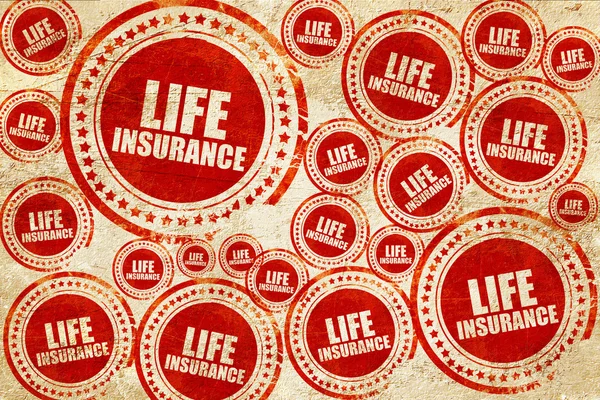 Assurance vie, timbre rouge sur une texture de papier grunge — Photo
