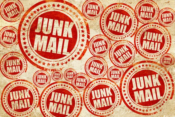 Junk mail, red stamp on a grunge paper texture — Stock Photo, Image