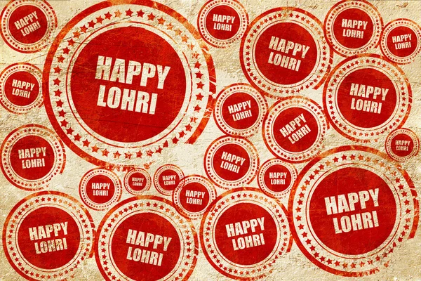Happy lohri, červené razítko na povrch papíru grunge — Stock fotografie