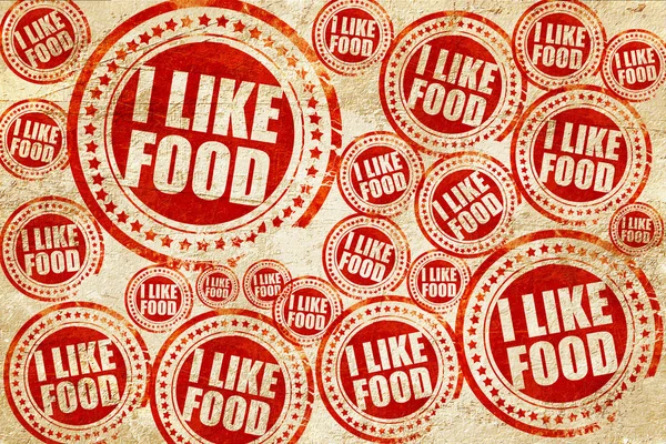 J'aime la nourriture, timbre rouge sur une texture de papier grunge — Photo