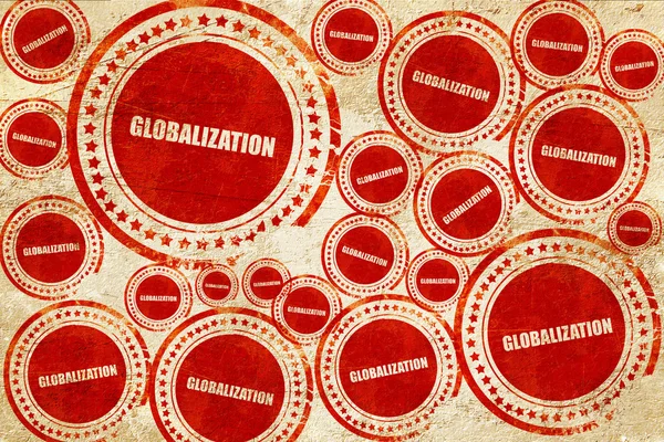 Küreselleşme, kırmızı pul doku kağıt üzerinde — Stok fotoğraf
