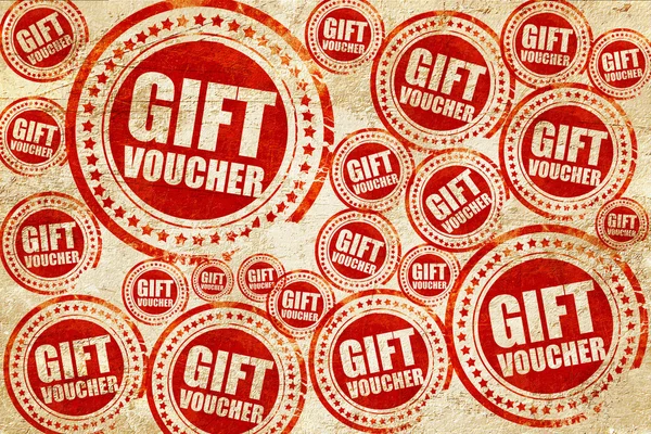 Gift voucher, rode stempel op een grunge papier textuur — Stockfoto