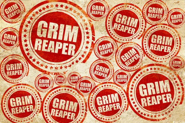 Grim reaper, rode stempel op een grunge papier textuur — Stockfoto