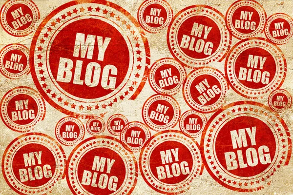 Mein Blog, roter Stempel auf Grunge-Papier — Stockfoto