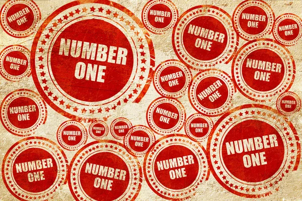 Number one sign, red stamp on a grunge paper texture — Stock Photo, Image