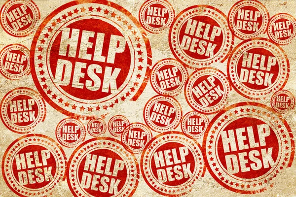 Yardım Masası, kırmızı pul doku kağıt üzerinde — Stok fotoğraf