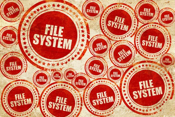 Sistema de archivos, sello rojo en una textura de papel grunge — Foto de Stock
