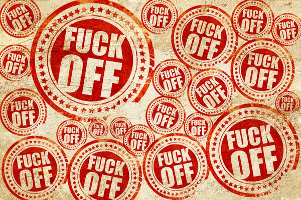 Fuck off, red stamp on a grunge paper texture — Stockfoto