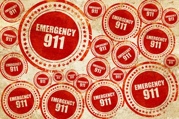 Emergency 911, red stamp on a grunge paper texture — Stock Photo, Image