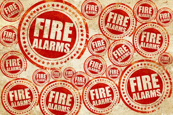 Allarmi antincendio, timbro rosso su una texture di carta grunge — Foto Stock