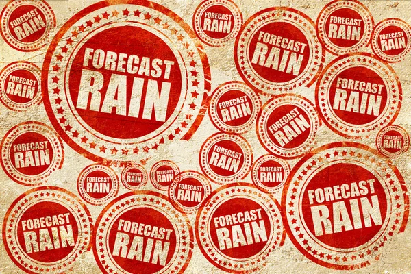 Previsión de lluvia, sello rojo en una textura de papel grunge — Foto de Stock