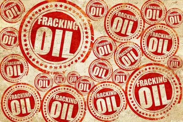 Fracking-Öl, roter Stempel auf Grunge-Papier — Stockfoto
