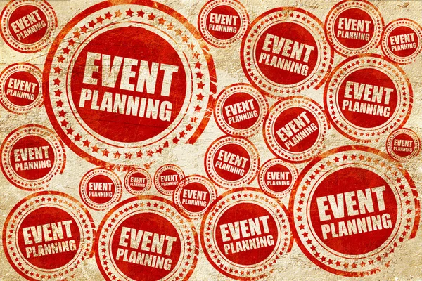 Event  planning, red stamp on a grunge paper texture — Stock Photo, Image