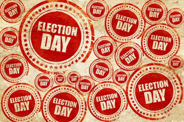Día de las elecciones, sello rojo en una textura de papel grunge —  Fotos de Stock
