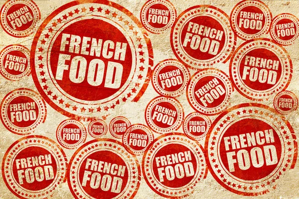 French food, red stamp on a grunge paper texture — Stock Photo, Image