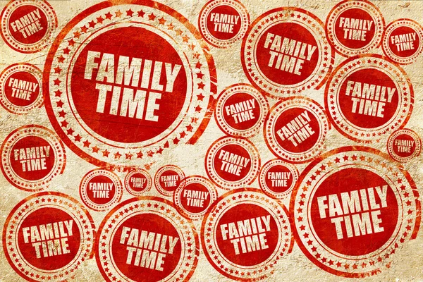 Tempo de família, selo vermelho em uma textura de papel grunge — Fotografia de Stock