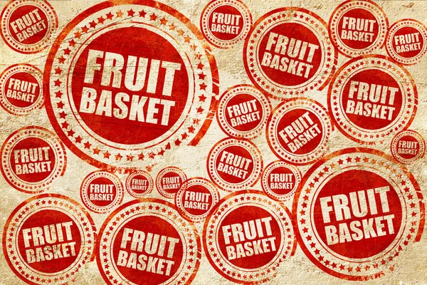 Cesto di frutta, timbro rosso su carta grunge — Foto Stock