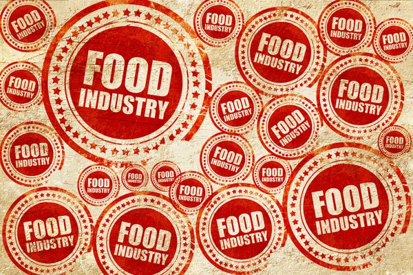 Industrie alimentaire, timbre rouge sur une texture de papier grunge — Photo