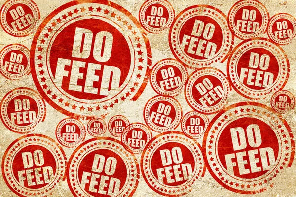 Faça a alimentação, selo vermelho em uma textura de papel grunge — Fotografia de Stock