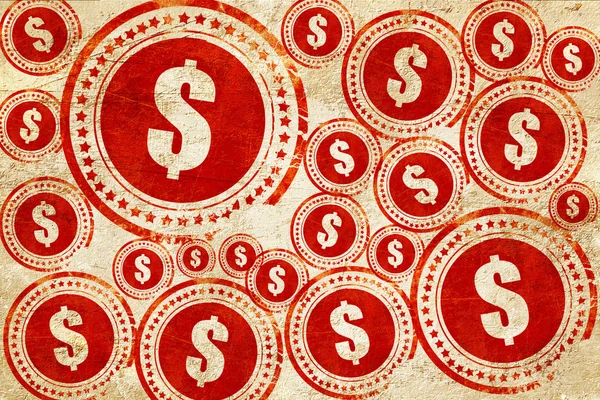 Signo de dólar, sello rojo en una textura de papel grunge — Foto de Stock