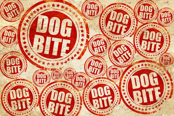 Pies gryźć, czerwony znaczek na grunge tekstury papieru — Zdjęcie stockowe