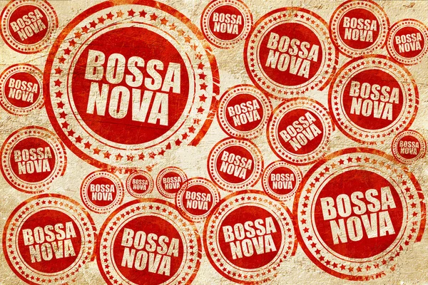 Bossa nova，红色邮票上 grunge 纸张纹理 — 图库照片