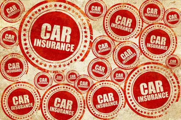 Autoversicherung, roter Stempel auf Grunge-Papier — Stockfoto