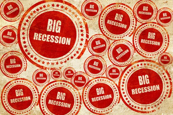 Recesszió jel háttér, piros pecsét a papír grunge textúra — Stock Fotó