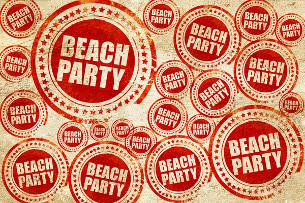 Beach party, red stamp on a grunge paper texture — Stock Photo, Image