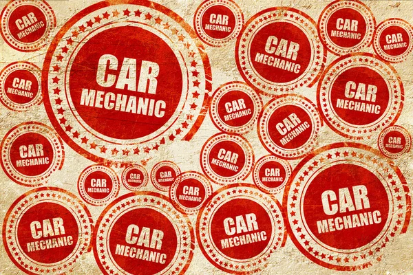 Meccanico d'auto, timbro rosso su carta grunge — Foto Stock
