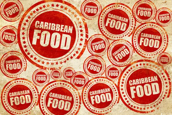 Nourriture caribéenne, timbre rouge sur une texture de papier grunge — Photo