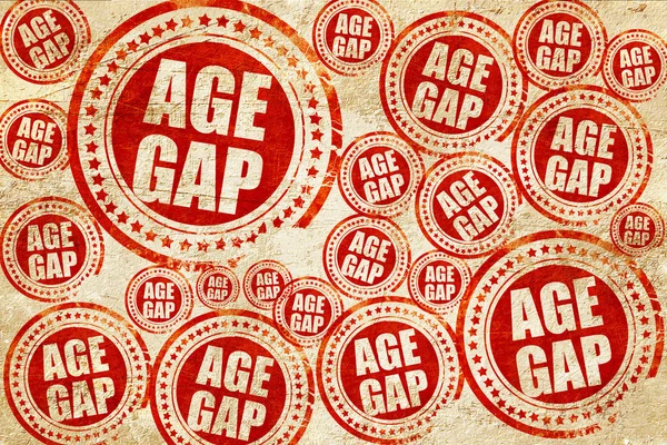 Brecha de edad, sello rojo en una textura de papel grunge — Foto de Stock