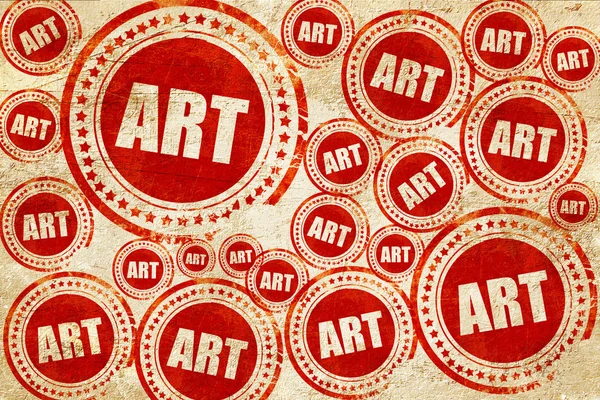Arte, timbro rosso su carta grunge — Foto Stock